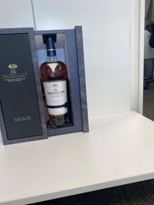 Uncentered photo of whisky bottle